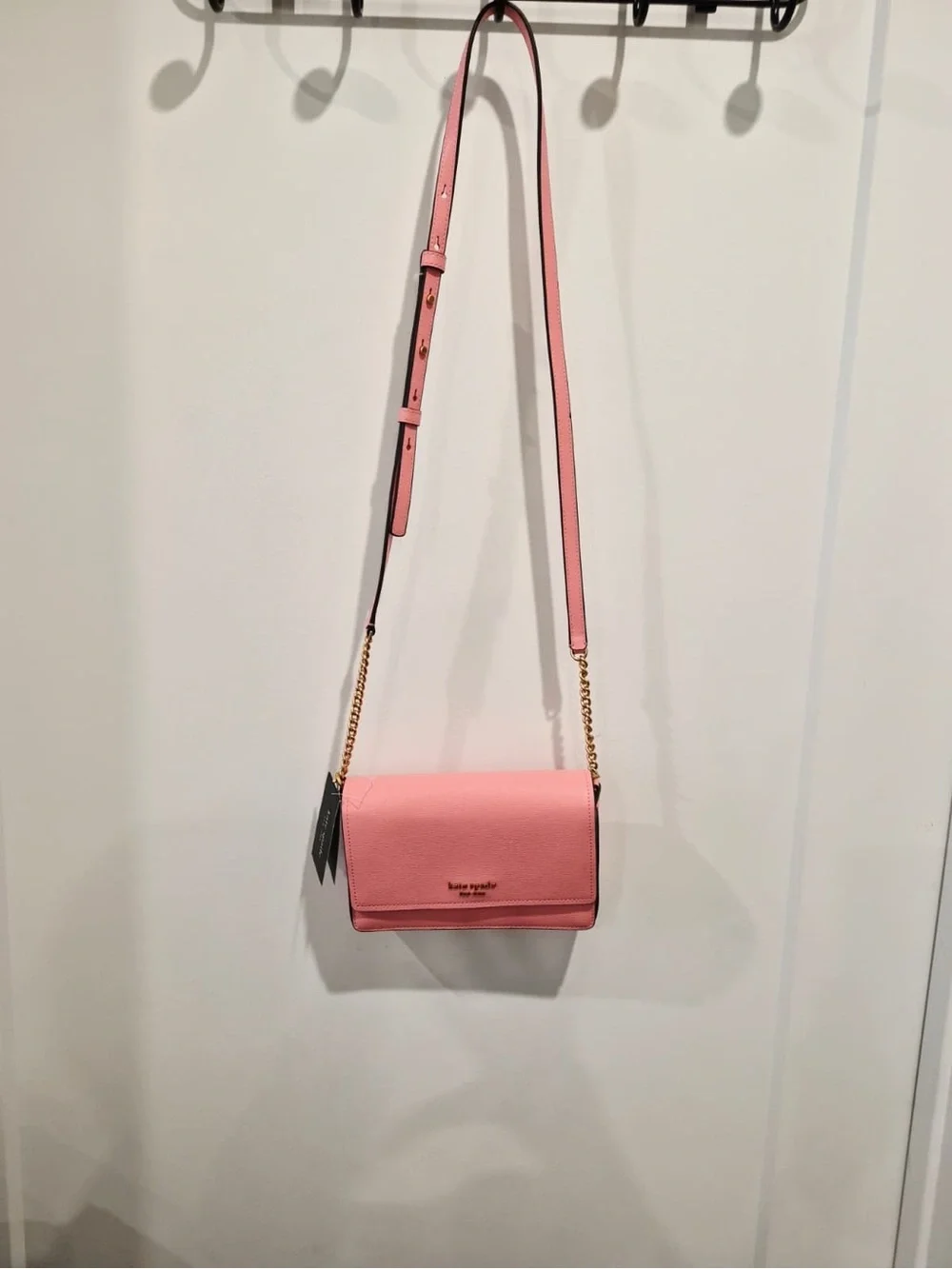 kate spade Pink Leather Crossbody with Gold Chain Accent